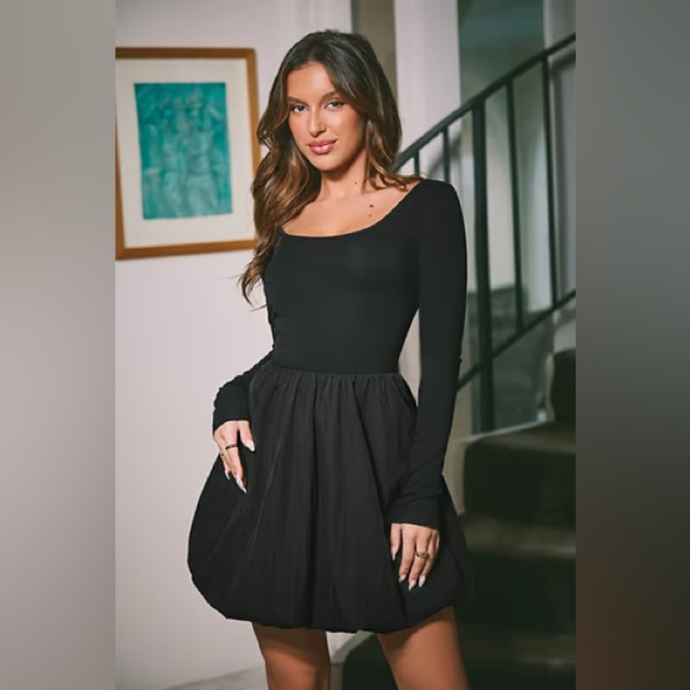 Scoop Neck Long Sleeve Dress